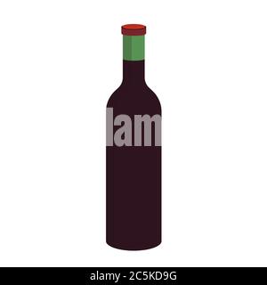 Bottiglia di vino su sfondo bianco. Illustrazione vettoriale in stile piatto alla moda. EPS 10. Illustrazione Vettoriale