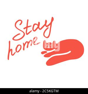 Iscrizione Stay Home. Concetto di virus corona. Illustrazione della quarantena. Illustrazione Vettoriale