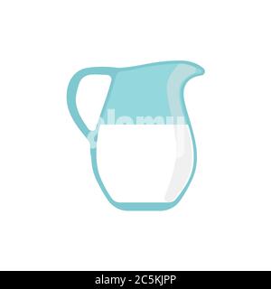 Caraffa di latte su sfondo bianco. Illustrazione vettoriale in stile piatto alla moda. EPS 10. Illustrazione Vettoriale