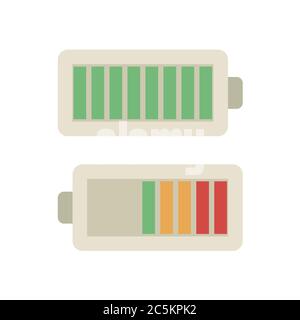 Icona di ricarica della batteria su sfondo bianco. Illustrazione vettoriale in stile piatto alla moda. EPS 10 Illustrazione Vettoriale