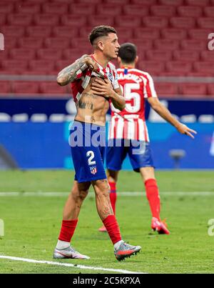 Madrid, Spagna. 03 luglio 2020. Spagnolo la Liga calcio match Atletico de Madrid vs Mallorca allo stadio Wanda Metropolitano, Madrid, 03 luglio 2020 Gimenez la Liga/Cordon Press Credit: CORDON PRESS/Alamy Live News Foto Stock