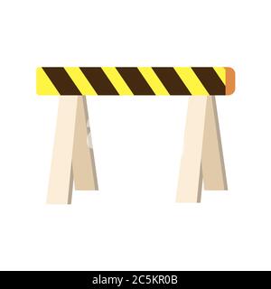 Strada chiusa barriera su sfondo bianco. Illustrazione vettoriale in stile piatto alla moda. ESP 10. Illustrazione Vettoriale