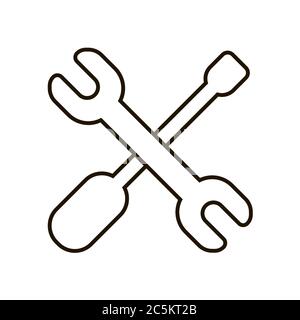 Icona degli attrezzi di riparazione auto su sfondo bianco. Stile piatto alla moda per grafica, sito web. EPS 10. Illustrazione Vettoriale