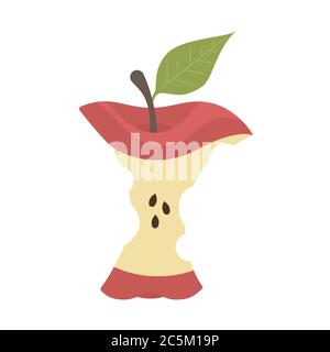 Apple Core su sfondo bianco. Illustrazione vettoriale in stile piatto alla moda. EPS 10 Illustrazione Vettoriale