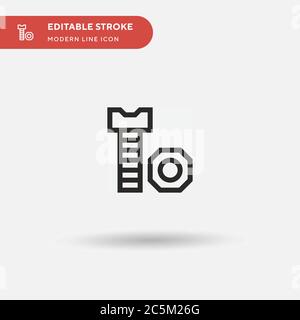 Icona vettore semplice vite. Modello di disegno simbolo illustrazione per elemento UI mobile Web. Pittogramma moderno a colori perfetto su tratto modificabile. Icone a vite per il vostro progetto aziendale Illustrazione Vettoriale