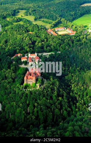 Geografia / viaggio, walbrzych, polonia, castello Ksiaz, zamek Ksiaz, Ksiaz, Polska, Polonia, slask dolny, bassa slesia, aero, aria, stagione, paesaggio, Foto Stock