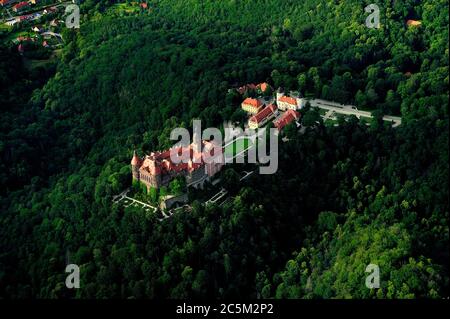 Geografia / viaggio, walbrzych, polonia, castello Ksiaz, zamek Ksiaz, Ksiaz, Polska, Polonia, slask dolny, bassa slesia, aero, aria, stagione, paesaggio, Foto Stock