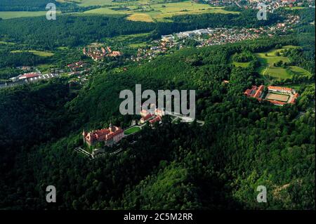 Geografia / viaggio, walbrzych, polonia, castello Ksiaz, zamek Ksiaz, Ksiaz, Polska, Polonia, slask dolny, bassa slesia, aero, aria, stagione, paesaggio, Foto Stock