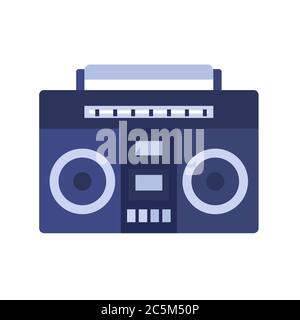 Registratore a nastro retro su sfondo bianco. Illustrazione vettoriale in stile piatto alla moda. EPS 10. Illustrazione Vettoriale