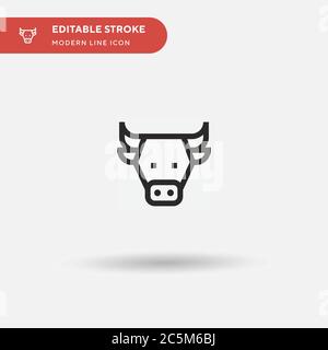 Icona vettore semplice Bull. Modello di disegno simbolo illustrazione per elemento UI mobile Web. Pittogramma moderno a colori perfetto su tratto modificabile. Icone Bull per il vostro progetto aziendale Illustrazione Vettoriale