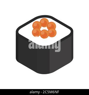 Sushi roll su sfondo bianco. Illustrazione vettoriale. Cibo giapponese. EPS 10. Illustrazione Vettoriale