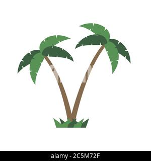 Icona alberi di palma su sfondo bianco. Illustrazione vettoriale in stile piatto alla moda. EPS 10. Illustrazione Vettoriale