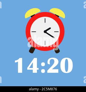 Icona dell'ora e della linea dell'orologio su sfondo blu. Illustrazione vettoriale in stile piatto alla moda. ESP 10. Illustrazione Vettoriale