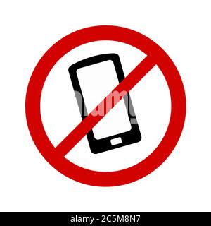 Nessun segno del telefono cellulare su sfondo bianco. Illustrazione vettoriale in stile piatto alla moda. EPS 10 Illustrazione Vettoriale