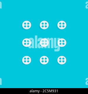 Vettore, illustrazione colorata del pulsante per l'abbigliamento su sfondo blu. Illustrazione vettoriale. Illustrazione Vettoriale