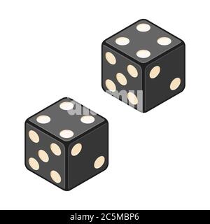 Due cubetti di dadi su sfondo bianco. Illustrazione vettoriale. EPS 10. Illustrazione Vettoriale