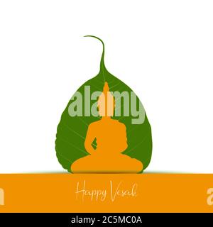 Fico sacro o foglia di albero pippale Buddha Purnima o Vesak vettore di giorno illustrazione, allso chiamato Guru Purnima in India e Nepal Illustrazione Vettoriale