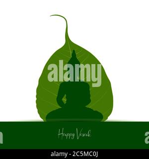 Fico sacro o foglia di albero pippale Buddha Purnima o Vesak vettore di giorno illustrazione, allso chiamato Guru Purnima in India e Nepal Illustrazione Vettoriale