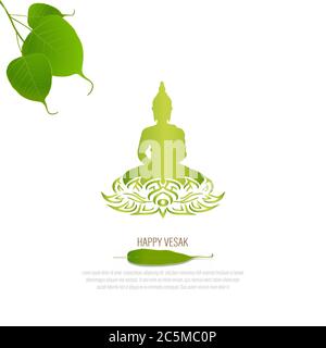 Fico sacro o foglia di albero pippale Buddha Purnima o Vesak vettore di giorno illustrazione, allso chiamato Guru Purnima in India e Nepal Illustrazione Vettoriale