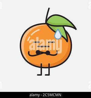 Un'illustrazione del carattere vettoriale di mascotte di frutta di carino Tangerine Illustrazione Vettoriale