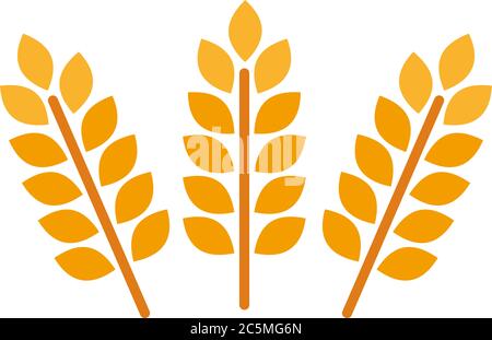 Spighe di grano e segale. Grani di riso dell'orzo ed elementi per il logo della birra o alimenti agricoli biologici. Illustrazione vettoriale forme araldiche isolate dorate Illustrazione Vettoriale