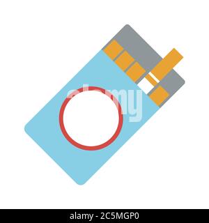 Pacchetto di sigarette aperto su sfondo bianco. EPS 10 in stile piatto e alla moda isolato. Illustrazione Vettoriale