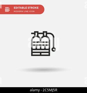 Icona vettore semplice del serbatoio di ossigeno. Modello di disegno simbolo illustrazione per elemento UI mobile Web. Pittogramma moderno a colori perfetto su tratto modificabile. Icone di serbatoio di ossigeno per il vostro progetto di business Illustrazione Vettoriale
