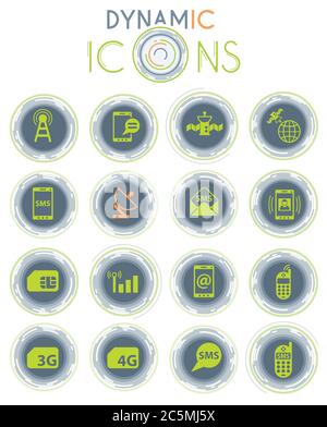 icone dinamiche della connessione mobile Illustrazione Vettoriale