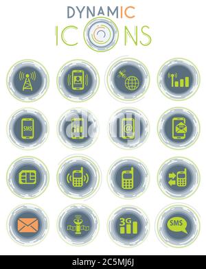 icone dinamiche della connessione mobile Illustrazione Vettoriale