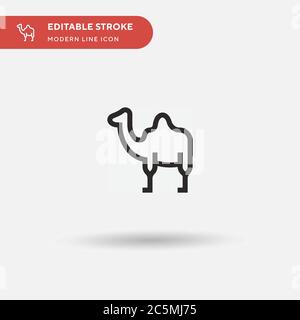 Icona vettore semplice dromedario. Modello di disegno simbolo illustrazione per elemento UI mobile Web. Pittogramma moderno a colori perfetto su tratto modificabile. Icone di dromedary per il vostro progetto di affari Illustrazione Vettoriale