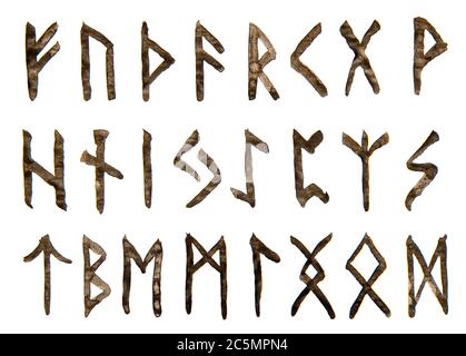 antico alfabeto vichingo Foto Stock