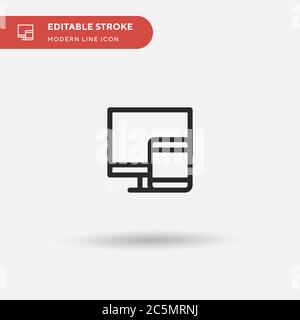 Icona vettore semplice del computer. Modello di disegno simbolo illustrazione per elemento UI mobile Web. Pittogramma moderno a colori perfetto su tratto modificabile. Icone del computer per il progetto aziendale Illustrazione Vettoriale