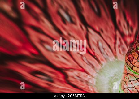 luce che passa attraverso una bottiglia con arte colorata Foto Stock