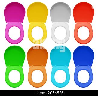 WC in plastica colorata isolato su bianco Foto Stock