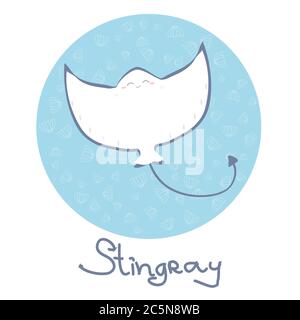 Cute sfondo vettoriale pattern stingray Illustrazione Vettoriale