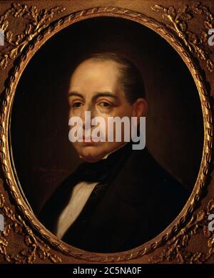 GIL Y ZARATE, ANTONIO. ESCRITOR ESPAÑOL. EL ESCORIAL 1793-1861. OLEO DE JOSE SANCHEZ PESCADOR. TEATRO ESPAÑOL. MADRID. Foto Stock