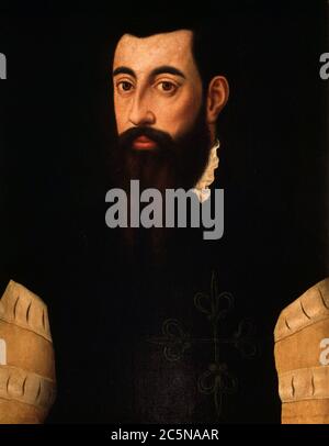 GARCILASO DE LA VEGA. ESCRITOR ESPAÑOL. TOLEDO 1501-1536. OLEO ANONIMO. CASTILLO DE BATRES. MADRID. Foto Stock