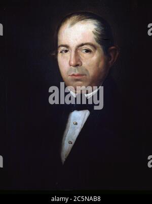 GIL Y ZARATE, ANTONIO. ESCRITOR ESPAÑOL. EL ESCORIAL 1793-1861. OLEO DE JOSE VICTORIANO DE LA CUESTA. ATENEO DE MADRID. Foto Stock