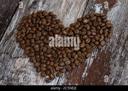 I chicchi di caffè cuore Foto Stock