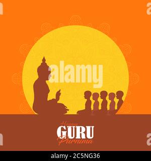 Figura sacra o foglia di albero di pippal Buddha Purnima o Vesak vettore di giorno, osservato anche come Guru Purnima in India e Nepal Illustrazione Vettoriale