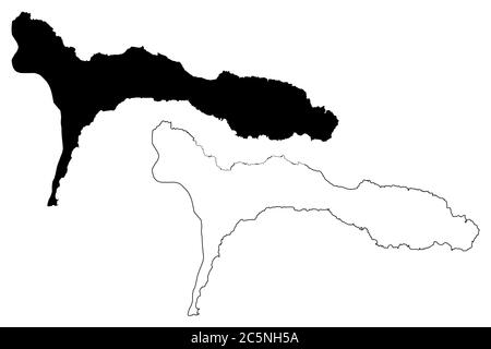 Ribeira Brava comune (Repubblica di Cabo Verde, concelhos, Capo Verde, isola di Sao Nicolau, arcipelago) mappa vettoriale illustrazione, schizzo R scrimolo Illustrazione Vettoriale