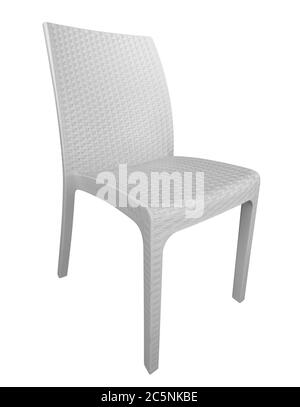 Sedia bianca in vimini isolata con percorso di ritaglio Foto Stock