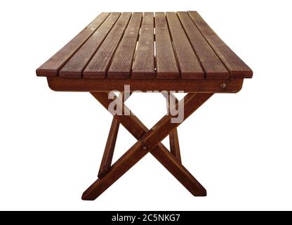 Tavolo pieghevole in legno isolato su bianco con Clipping Path Foto Stock
