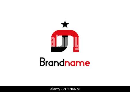 Lettera iniziale modello logo grafico JM MJ, design moderno ed elegante, isolato su sfondo bianco. Illustrazione Vettoriale