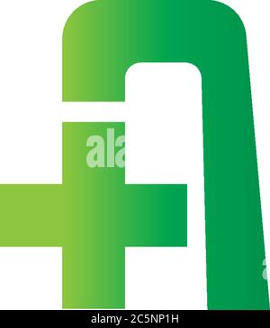 Croce UN logo lettera, croce medica UN concetto di progettazione del logo lettera Illustrazione Vettoriale