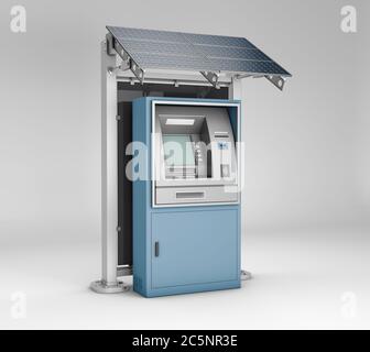 Rendering 3d di ATM Bank Cash Machine, percorso di ritaglio incluso Foto Stock