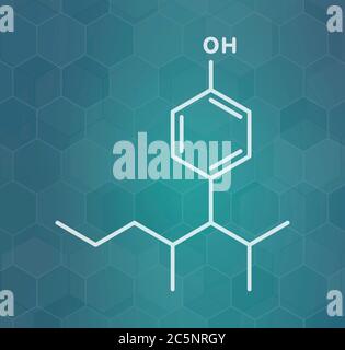 Nonilfenolo Endocrine Disruptor molecola (un isomero mostrato). Formula di scheletro. Foto Stock