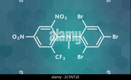 Rodenticida Bromethalin molecola (ratticidi). Formula di scheletro. Foto Stock