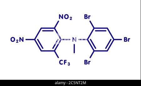 Rodenticida Bromethalin molecola (ratticidi). Formula di scheletro. Foto Stock