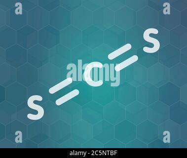 Molecola di disolfuro di carbonio (CS2). Liquido usato per fumigazione e come insetticida. Formula scheletrica. Foto Stock